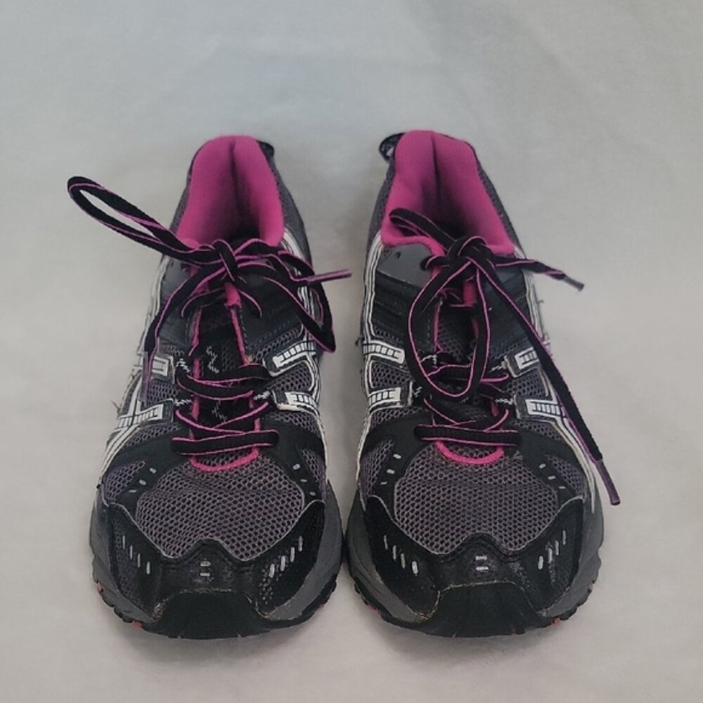 Asics Gray White Black Pink Gel Ventures Athletic Shoes Size 9